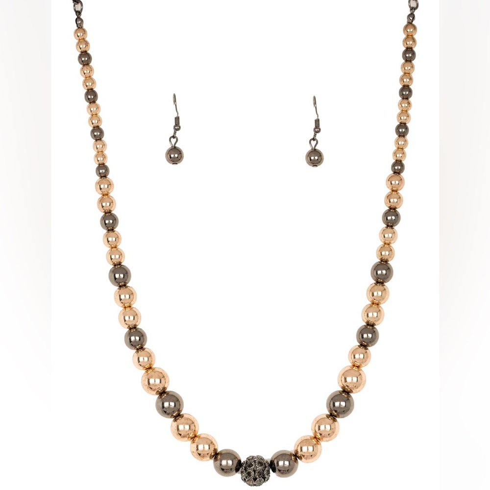 NWT Brown & Grey Pear Necklaces & Earrings Set - Picture 3 of 4